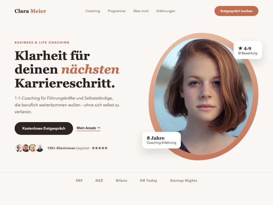Design-Konzept: Website für Business- und Life-Coaching